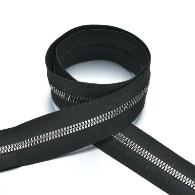 China Other Teeth Plastic Black Zipper Strip 5# Normal Silver Plated For Tote Bag for sale