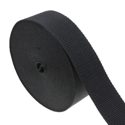 China Sustainable PP plain hot sale good quality 300d polypropylene webbing black pp webbing strap for bag for sale