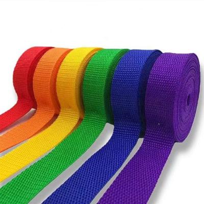 China Sustainable Size Wholesale Custom Colored Dyed Chat Polypropylene Webbing PP Tape for sale