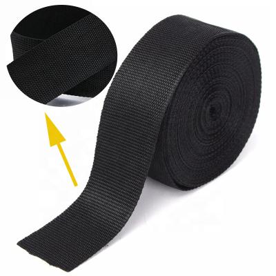 China Free Sample Viable Recycled PP Polypropylene Webbing PP Tape Roll For Bag And Seat Belt Tote Black Color for sale