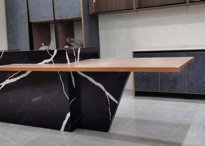 China Resistencia térmica de piedra artificial de Worktop del cuarzo de las encimeras negras sólidas de la cocina en venta