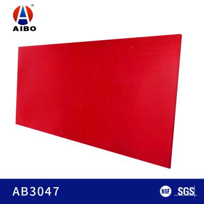 China Sparkle Red Color Artificial Quartz Stone Countertop Commerical Application 3000*1400mm for sale