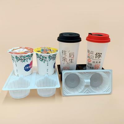 China Coffee Tea Water Milk Cup Holder Disposable take away pp cup holder to go cup carrier for beverage cup for sale