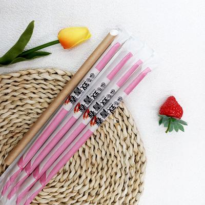 China Disposable Customized logo straws eco disposable bamboo fiber Paper straw drinking for sale