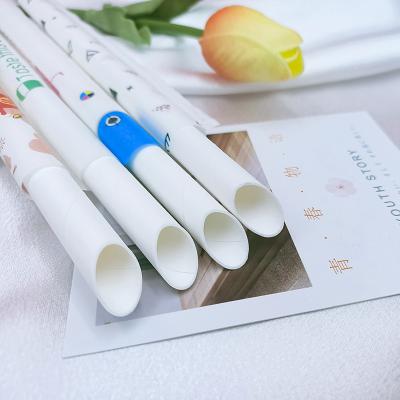 China Disposable bubble tea straight straw degradable individually packaged paper straws with wrap printing pap for sale