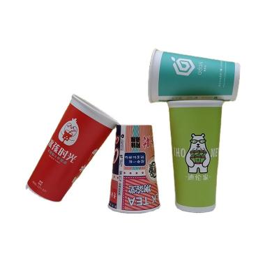 China Bio-degradable custom size 8oz 12oz 16oz double wall hot coffee drink paper cups for sale