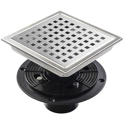 China Modern GUIDA 726004 6 Inch Square Bathtub Waste Insert Square Tile Grate Drain Shower Graters Bathroom Drain Strainers for sale