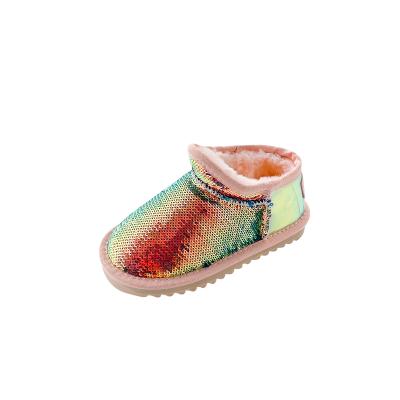 China 2021 Girl's Rubber Sole Children's Casual Winter Round Boots Kids Shoes Factory Wholesale Fashion Trend Sequin Snow Boot Kids Shoes for sale