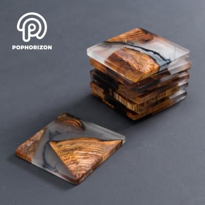 China Wholesale Sustainable Modern Pophorizon Cup Coaster Resin Cup Coaster Wood for sale