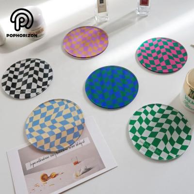 China Pophorizon Sustainable Acrylic Coaster Fashion Circular Coaster for sale