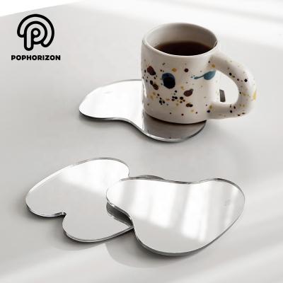 China Viable Irregular Pophorizon Mirror Coaster Acrylic Cup Coaster Set for sale