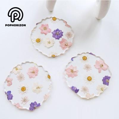 China Viable Transparent Real Flower Inlay Acrylic Cup Coaster Pophorizon Coaster for sale