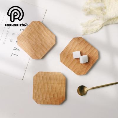 China Sustainable Natural Coaster from Pophorizon Cherry Wood Handmade Carved Cup for sale