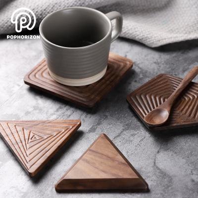 China Pophorizon Coffee Cup Sustainable Wood Walnut Cup Handmade Coaster for sale