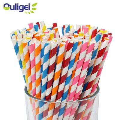 China Disposable Eco Friendly High Quality Biodegradable Straight Tumbler Straw Black Stripe Paper Straws for sale