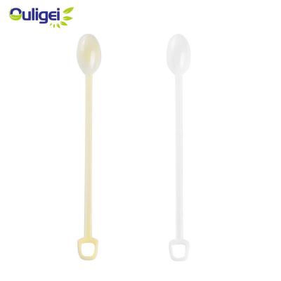 China Disposable Eco Friendly Wholesale Disposable Biodegradable Pla Spoon Plastic Long Handled Spoon For Coffee Compostable Food Spoon Cutlery for sale