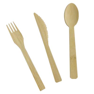 China Eco-friendly Biodegradable Disposable Eco Friendly Bamboo Fork Spoon Knife Bamboo Cutlery for sale