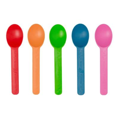 China Eco-friendly Food Grade Biodegradable Disposable Ice Cream Spoon Cornstarch Yogurt Ice Cream Scoop Cheese Spoon for sale