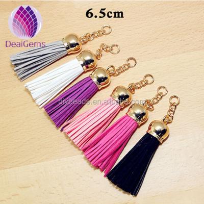 China Wholesale Cell Phone Tassel Faux Suede Chain Head Colorful Tassel With Metal Hat Jewelry Tassel Fringe for sale