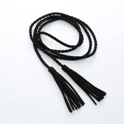 China Decorative Tassel Skinny Belts For Women Dresses Tassel Woven Braid Waist Belt for sale