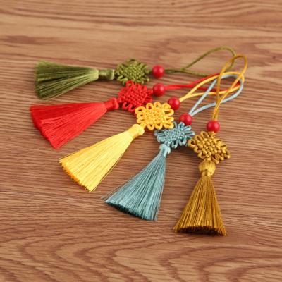 China Wholesale High Quality Colorful Mobile Phone Marker Tassel Fringe 4.5mm Polyester Colorful Tassel With Chinese Knot for sale