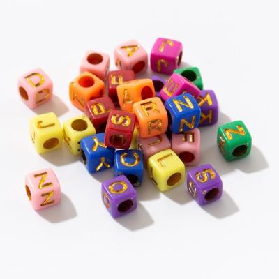 China Garment Accessories Factory Supplier Colorful Acrylic Beads Cube Alphabet Letter Beads For Jewelry Grades for sale