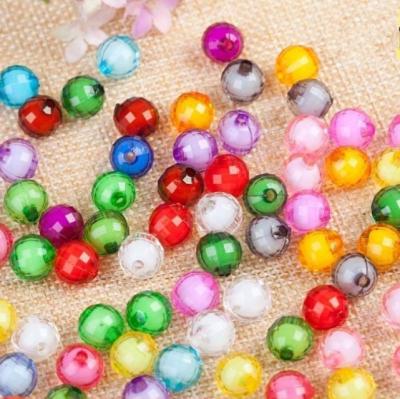 China DIY Jewelry Making 10mm Clear Acrylic Beads Faceted Plastic Beads Round Ball Beads For DIY Jewelry for sale