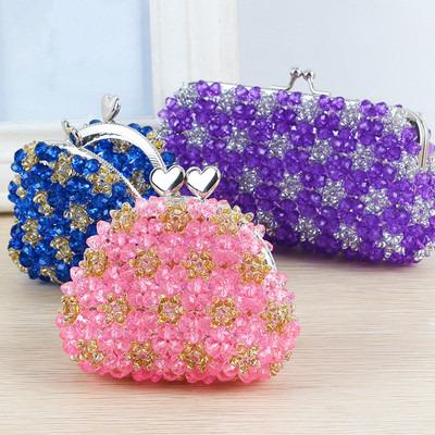 China Mini Bag Accessories Woven Creative DIY Coin Purse Package Women Acrylic Handmade Beaded Material Bag for sale