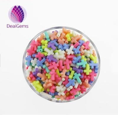 China Garment Accessories 13x16mm Colorful Acrylic Beads Bulk Plastic Cross Beads For DIY Jewelry Bracelet Necklace Kid Toys for sale