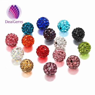 China Jewelry Making Decoration Wholesale 12mm Colorful Rhinestone Ball Pave Spacer Beads Polymer Clay Beads for sale