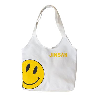 China Original Smiling Cute Canvas Girl Bag Soft Casual Cotton Vest Fabric Portable Bag for sale