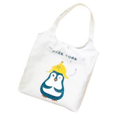 China Cotton Shoulder Original Japanese Handbag Cartoon Vest Bag Student Cute Penguin Canvas Small Cool Bag for sale