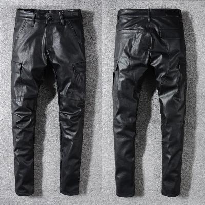 China New Italy Viable Style #572# Men's PU Leather Cargo Pockets Pants Washe for sale