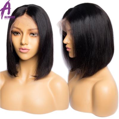 China 100% Brazilian Wave 13x4 Wigs Silky Straight Hair Closure Bob Wigs Human Hair Wig for sale