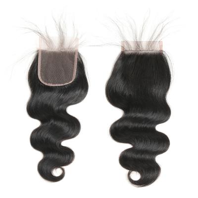 China Body Wave 4x6 Inches Swiss Lace Body Wave Closures Free Part Indian Hair for sale