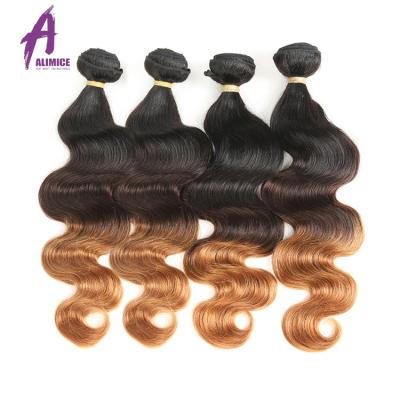 China Peruvian Human Virgin Remy Virgin Hair Weft Peruvian Virgin Human Hair Body Wave Ombre 1B 4 30 Weft Silky Straight for sale