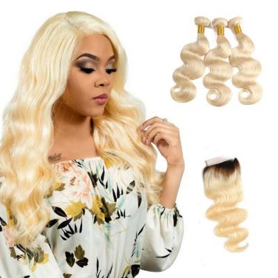 China Factory Wholesale 613 Silky Straight Wave Blonde Hair Bundles In Hair Extension, Factory Price High Quality Hair Weave Bundles for sale