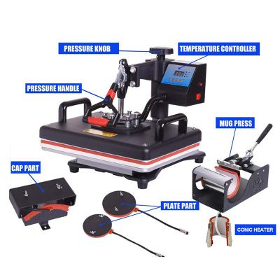 China Garment Shops MIDA Brand 6 in 1 Combo Heat Transfer Sublimation Heat Press Machine for T-shirt Mug Cup Cap Hat for sale