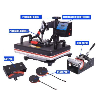 China Garment Shops MIDA Heat Transfer Press Machine For Cap Mug Dish Cap T-shirt Sublimation 5 In 1 Combo Heat Press Machine for sale