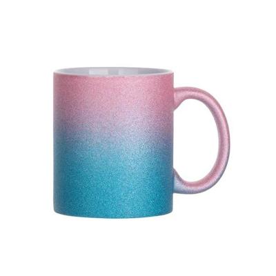 China Water Viable Instant Cup Two Color Gradient Heat Transfer Coating Pearl Fluorescent Color Changing Ceramic Mug Daily Mug for sale