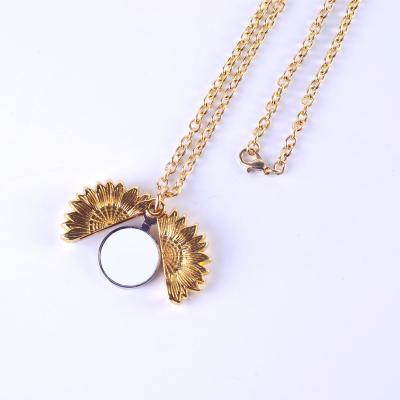 China Sun Romantic Open Sunflower Pendant Gold Sublimation Necklace Gift Pendant Jewelry For Women for sale