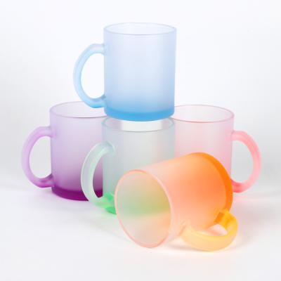 China Newest 11 Oz Sublimation Mug White Drinkware Fashionable Color Gradient Glass Mug for sale