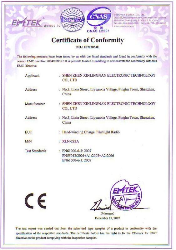 CE - Shenzhen Xinlingnan Electronic Technology Co., Ltd.