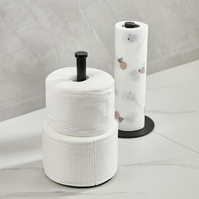 China Modern Vertical Stainless Steel Roll Paper Towel Holder Up Wall Mount With Bottom Kitchen Bathroom Rectangle Toilet Paper Holder for sale