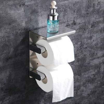 China Modern Waterproof Stainless Steel Wall Mount Pegboard Paper Towel Rack Bathroom Toilet Paper Holder Rectangle Roll Paper Holder for sale