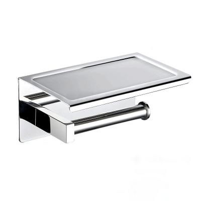 China Modern Stainless Steel Color Wall Moun Double Chrome Towel Kitchen Bathroom Rectangle Dish Organizer With Toilet Paper Holder for sale