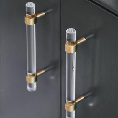 China Gold Modern Acrylic Handles For Bedroom Crystal Door Furniture Kids Furniture Cabinet Drawer Kitchen Handles for sale