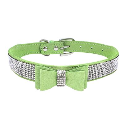 China Hot Custom Personalized Pet Collar Dog Collar Bow Drill Colorful Nylon Dog Leash Collar for sale