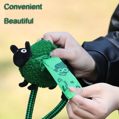 China New Design Portable Pet Waste Bag Dispenser Sustainable Pet Tools Lamb Shape GreenSheep Cotton for sale