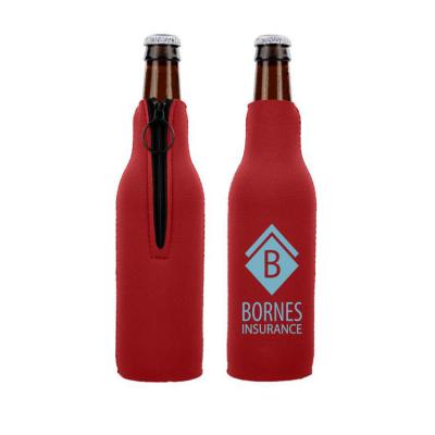 China Waterproof Sublimation Logo Zipper Neoprene Beer Bottle Sleeve Jacket Beer Bottle Sleeve Beer Bottle Cooler for sale